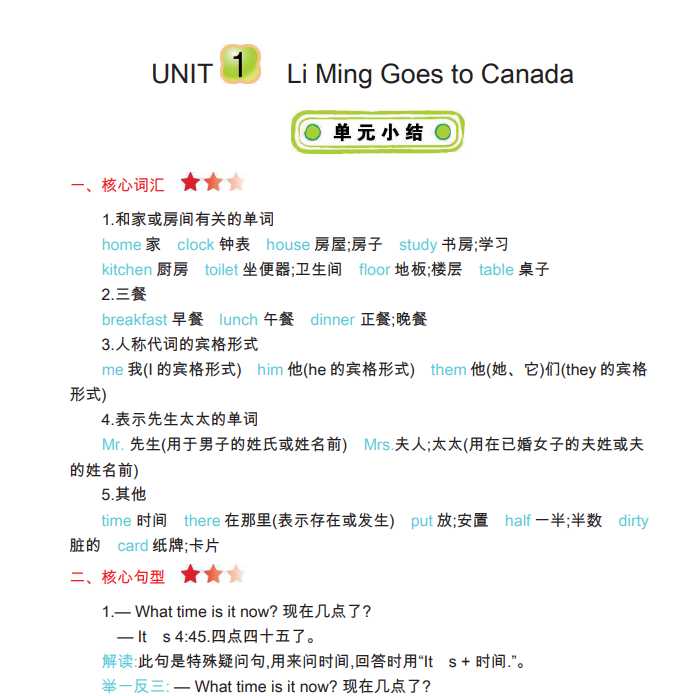 8小学六年级上册英语冀教版知识要点（PDF文档共10页电子版下载）