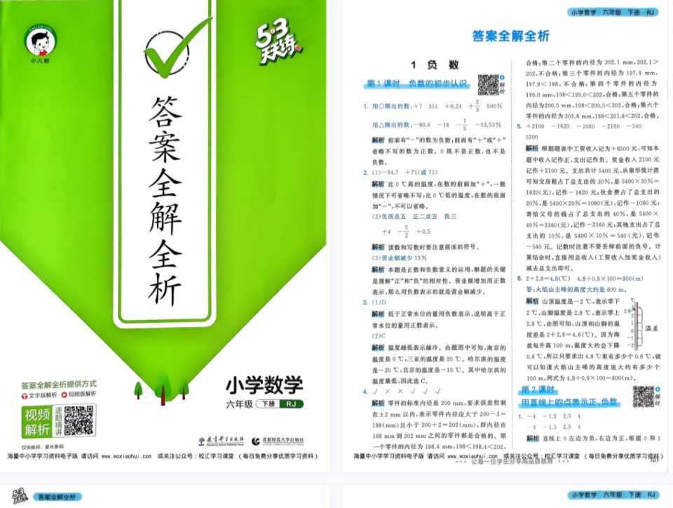 打印2023版六下人教版数学《53天天练》小学六年级下册 53天天练答案解析电子版【74页PDF文档】百度网盘下载