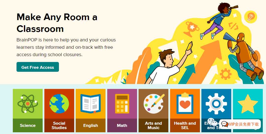 全球火爆启蒙神器BrainPOP动画课来啦！内嵌英文字幕，295集百度网盘下载