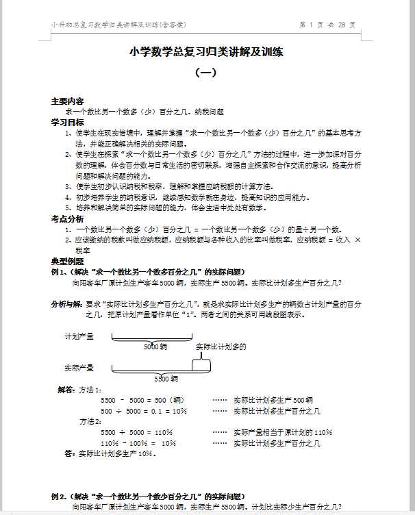 小升初总复习数学归类讲解及训练(上-含答案)（DOC文档28页电子档下载）
