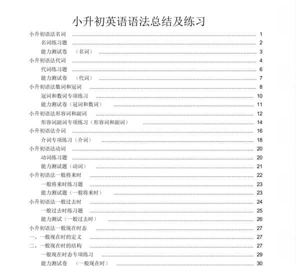 【打印版】小升初英语语法知识点专项训练总结【64页DOC文档】百度网盘下载