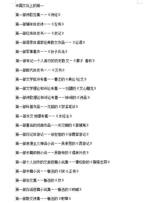 小升初语文知识点汇编- 文学常识5通用版本（DOC文档2页电子档下载）