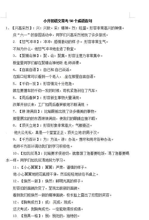 小升初语文一本通-成语造句1通用版（DOC文档2页电子档下载）