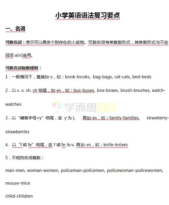 【打印版】小学英语语法大全【速记规则+针对消化】【75页DOC文档】百度网盘下载