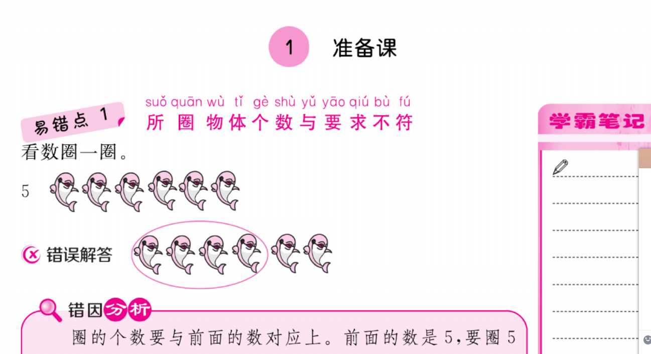8小学一年级上册数学人教版易错清单（PDF文档共17页电子版下载）